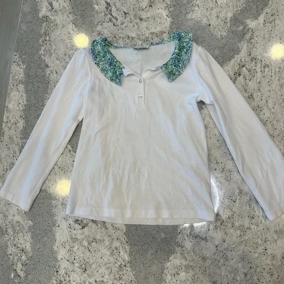 The Proper Peony Blue Aster Floral Collared Top and Smocked Skirt Set Size 7 - Picture 3 of 10